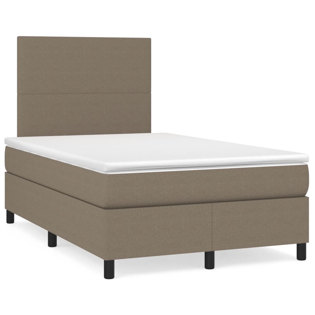 vidaXL Κρεβάτι Boxspring με Στρώμα Taupe 120x190 εκ. Υφασμάτινο