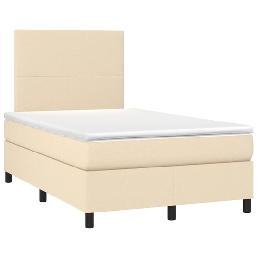 vidaXL Κρεβάτι Boxspring με Στρώμα Κρεμ 120x190 εκ. Υφασμάτινο
