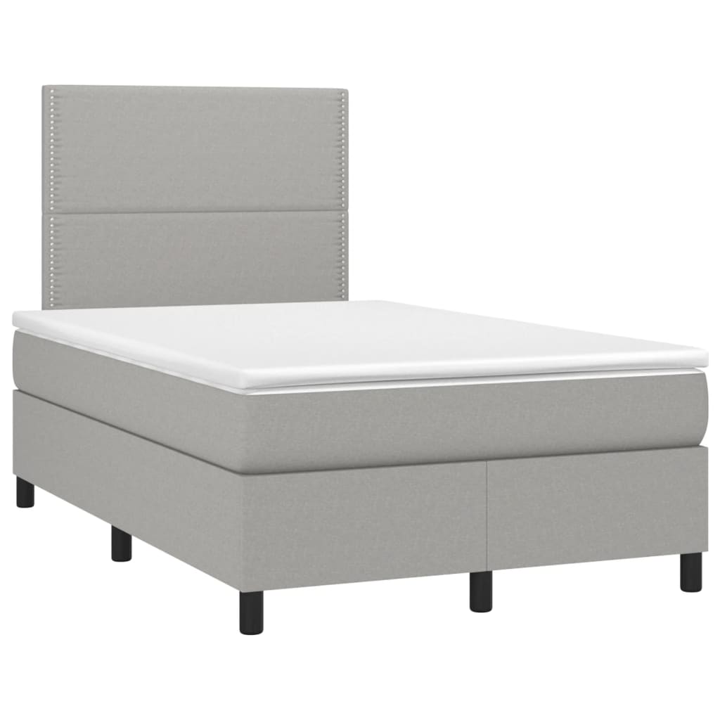 vidaXL Κρεβάτι Boxspring με Στρώμα Ανοιχτό Γκρι 120x190 εκ. Υφασμάτινο