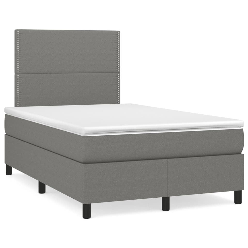 vidaXL Κρεβάτι Boxspring με Στρώμα Σκούρο Γκρι 120x190 εκ Υφασμάτινο