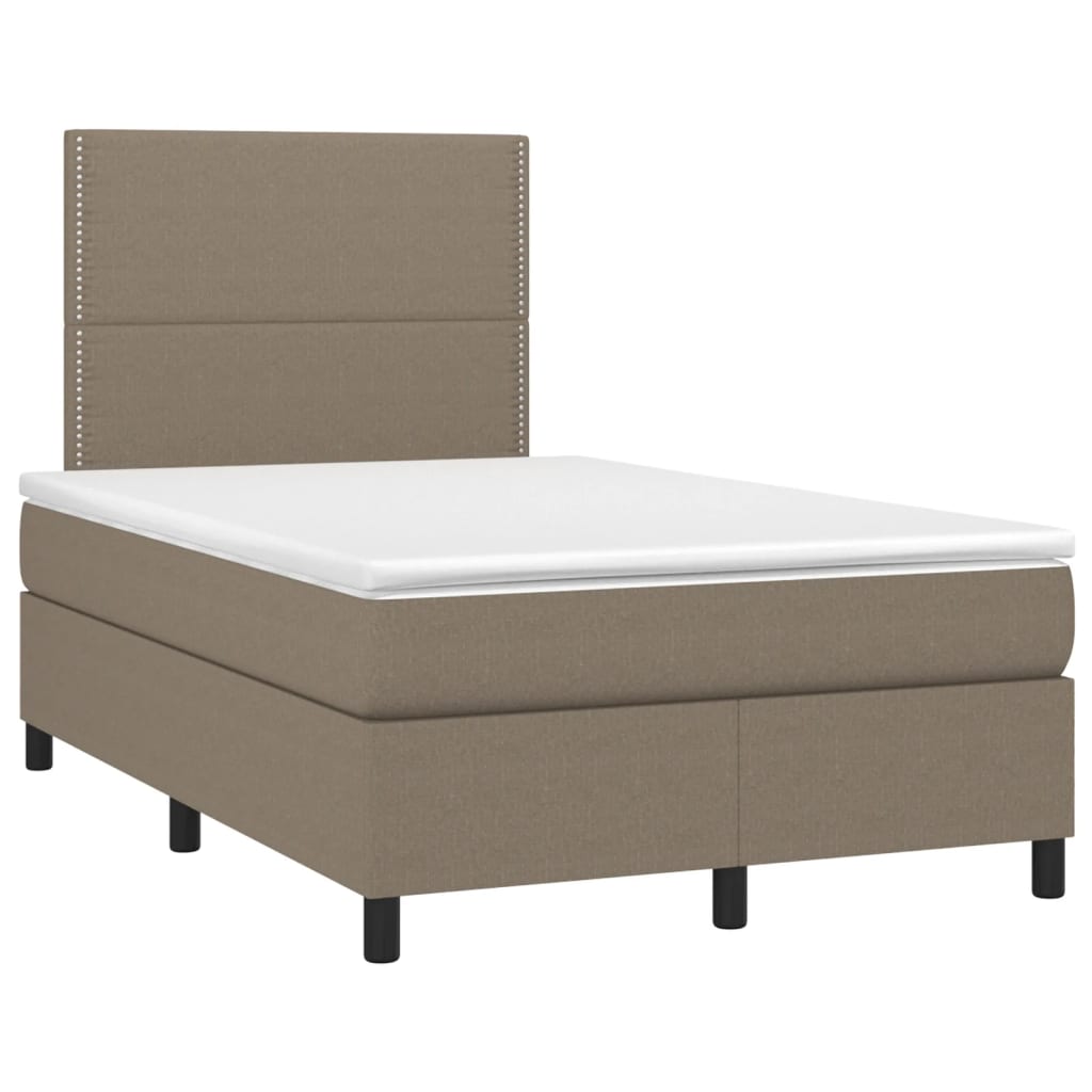 vidaXL Κρεβάτι Boxspring με Στρώμα Taupe 120x190 εκ. Υφασμάτινο