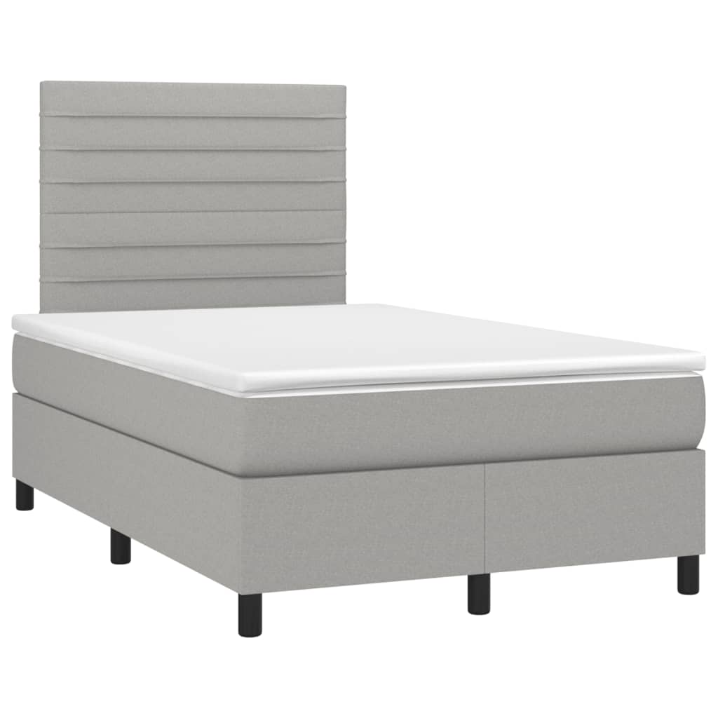vidaXL Κρεβάτι Boxspring με Στρώμα Ανοιχτό Γκρι 120x190 εκ. Υφασμάτινο