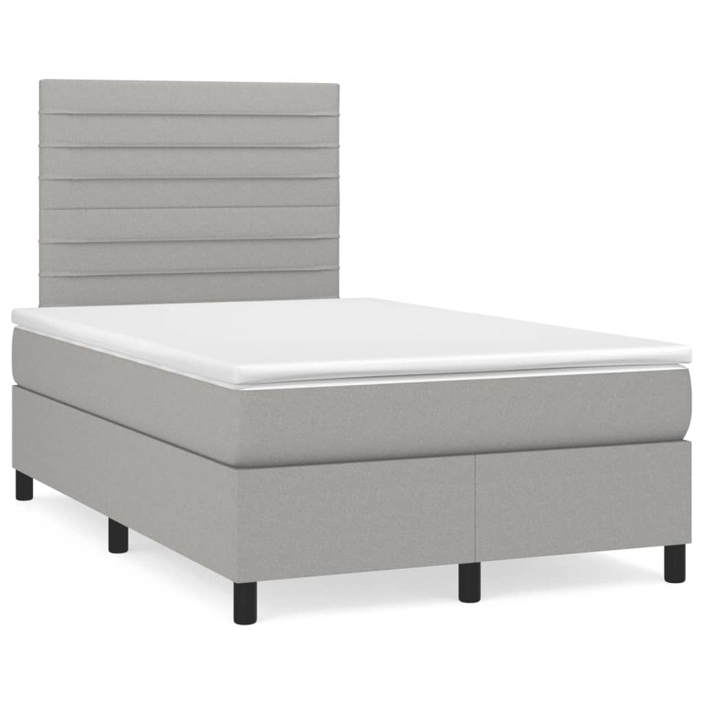 vidaXL Κρεβάτι Boxspring με Στρώμα Ανοιχτό Γκρι 120x190 εκ. Υφασμάτινο