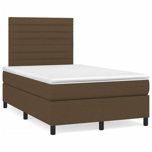 vidaXL Κρεβάτι Boxspring με Στρώμα Σκούρο Καφέ 120x190 εκ Υφασμάτινο