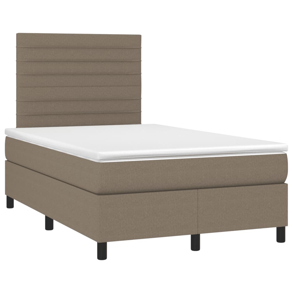 vidaXL Κρεβάτι Boxspring με Στρώμα Taupe 120x190 εκ. Υφασμάτινο