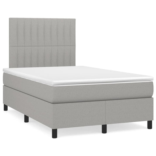 vidaXL Κρεβάτι Boxspring με Στρώμα Ανοιχτό Γκρι 120x190 εκ. Υφασμάτινο