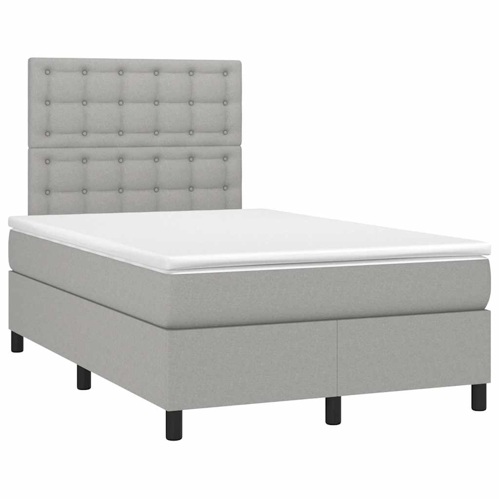vidaXL Κρεβάτι Boxspring με Στρώμα Ανοιχτό Γκρι 120x190 εκ. Υφασμάτινο