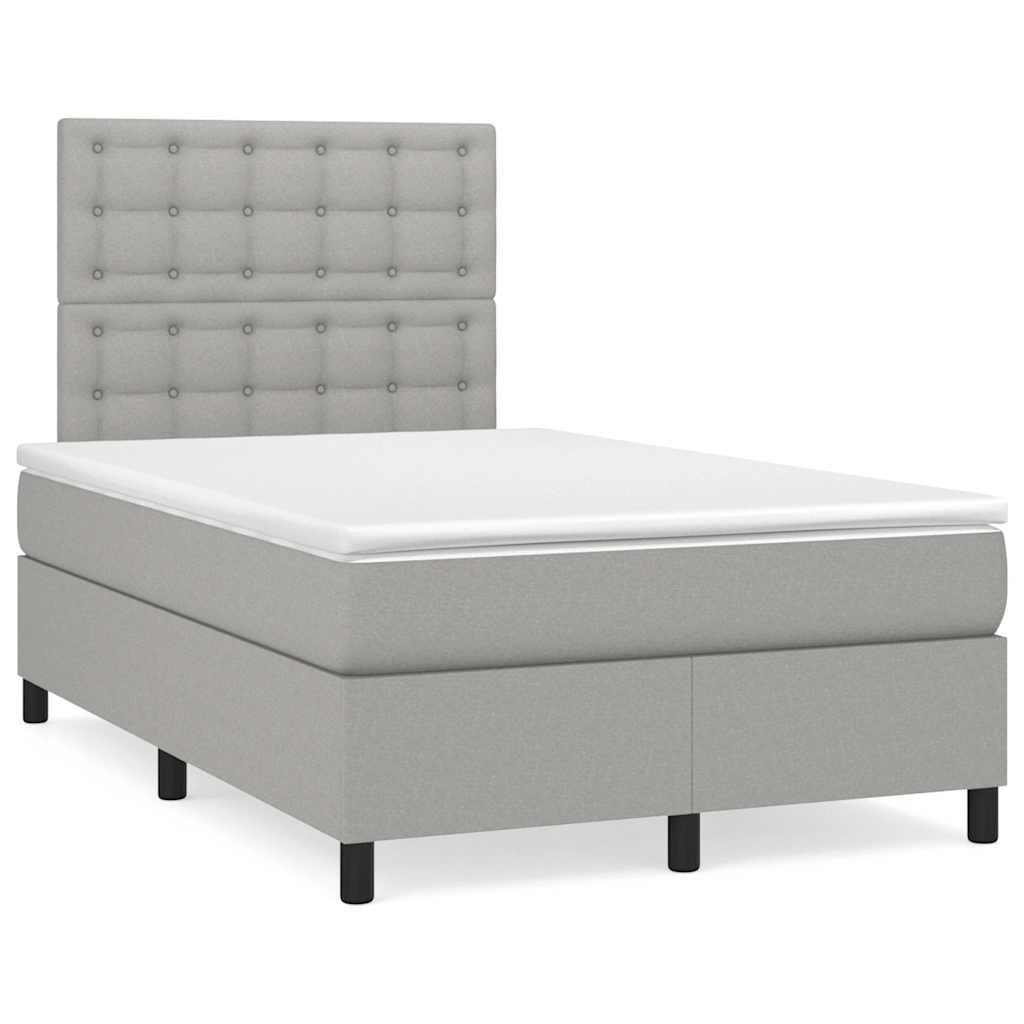 vidaXL Κρεβάτι Boxspring με Στρώμα Ανοιχτό Γκρι 120x190 εκ. Υφασμάτινο