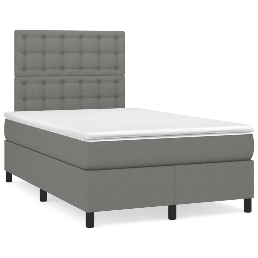 vidaXL Κρεβάτι Boxspring με Στρώμα Σκούρο Γκρι 120x190 εκ Υφασμάτινο