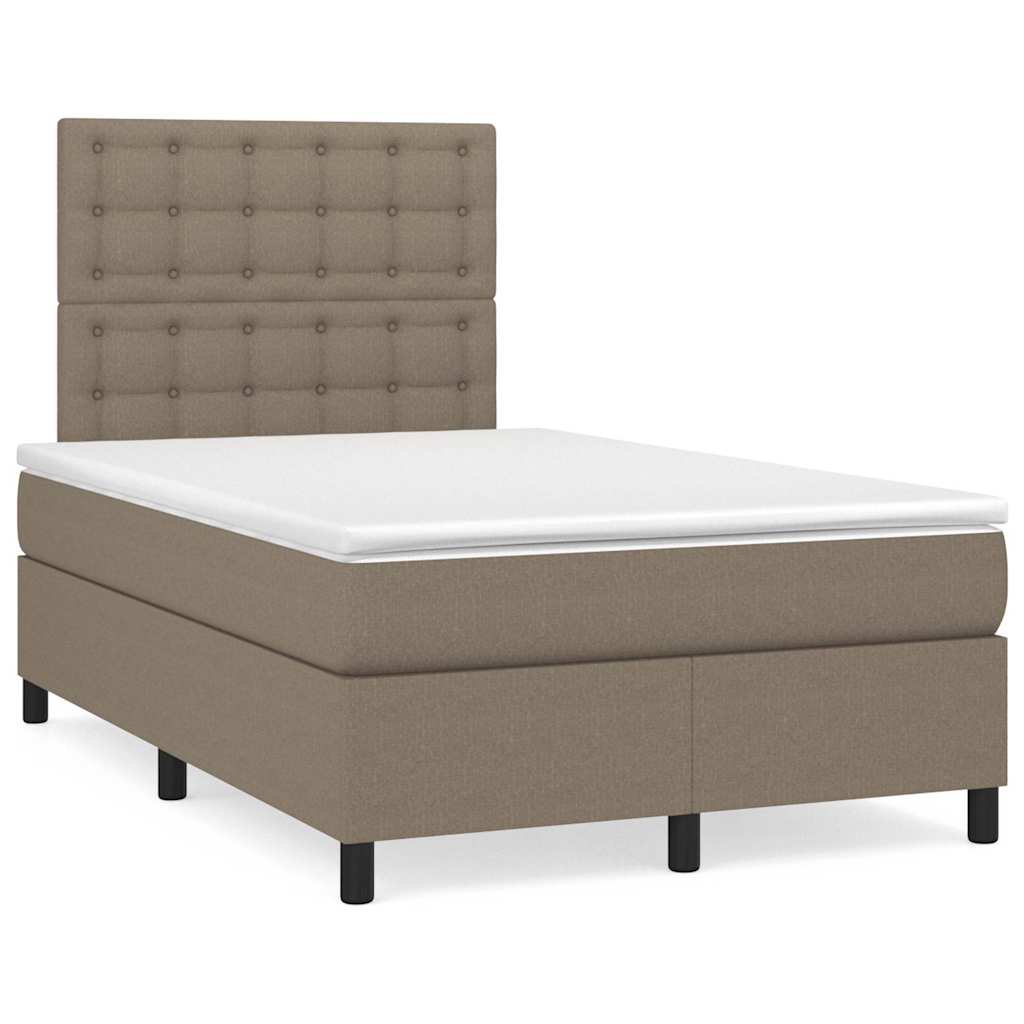 vidaXL Κρεβάτι Boxspring με Στρώμα Taupe 120x190 εκ. Υφασμάτινο