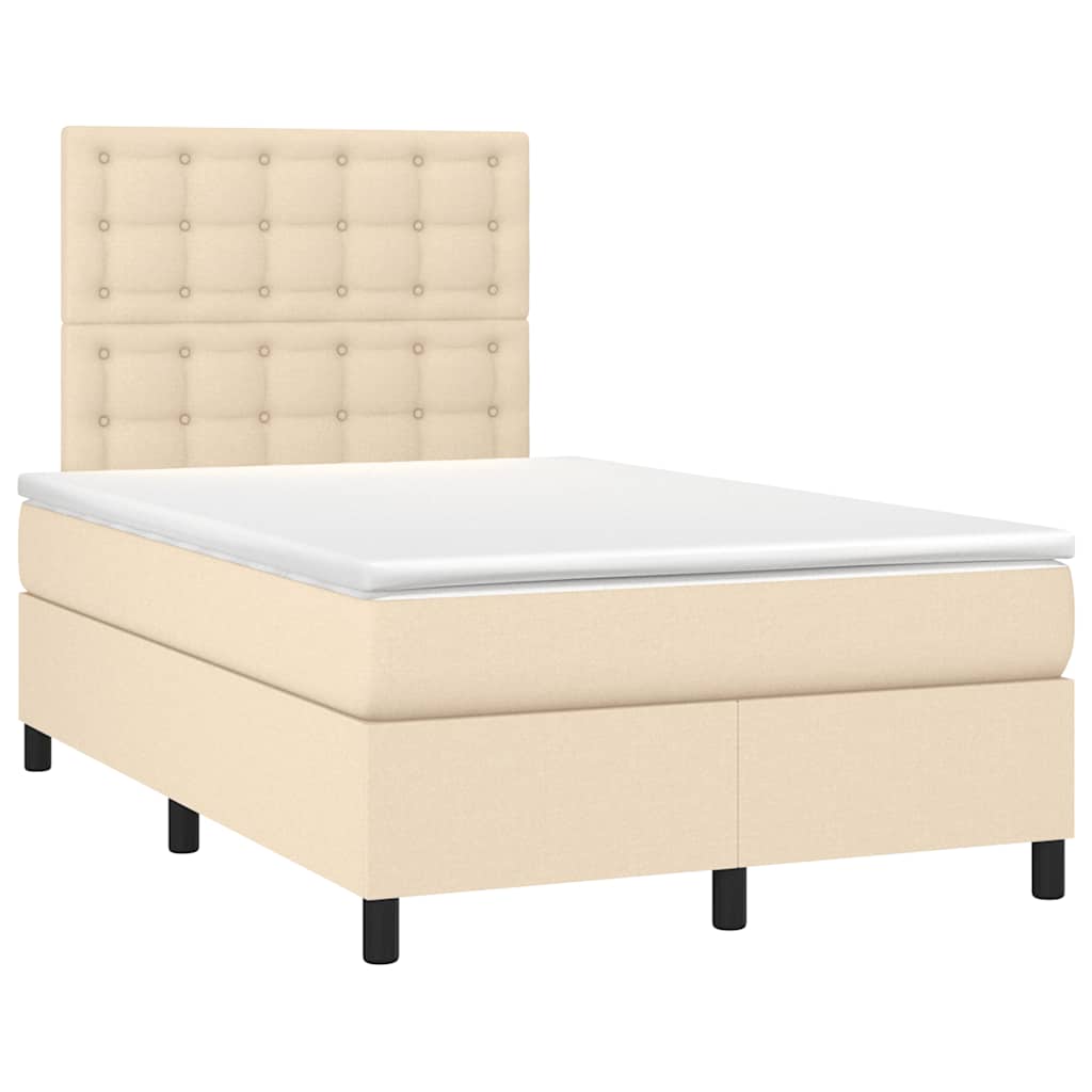 vidaXL Κρεβάτι Boxspring με Στρώμα Κρεμ 120x190 εκ. Υφασμάτινο