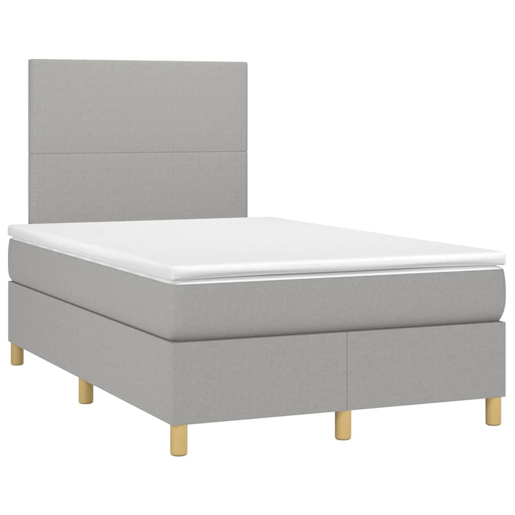 vidaXL Κρεβάτι Boxspring με Στρώμα Ανοιχτό Γκρι 120x190 εκ. Υφασμάτινο