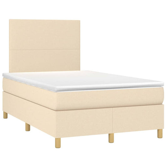 vidaXL Κρεβάτι Boxspring με Στρώμα Κρεμ 120x190 εκ. Υφασμάτινο