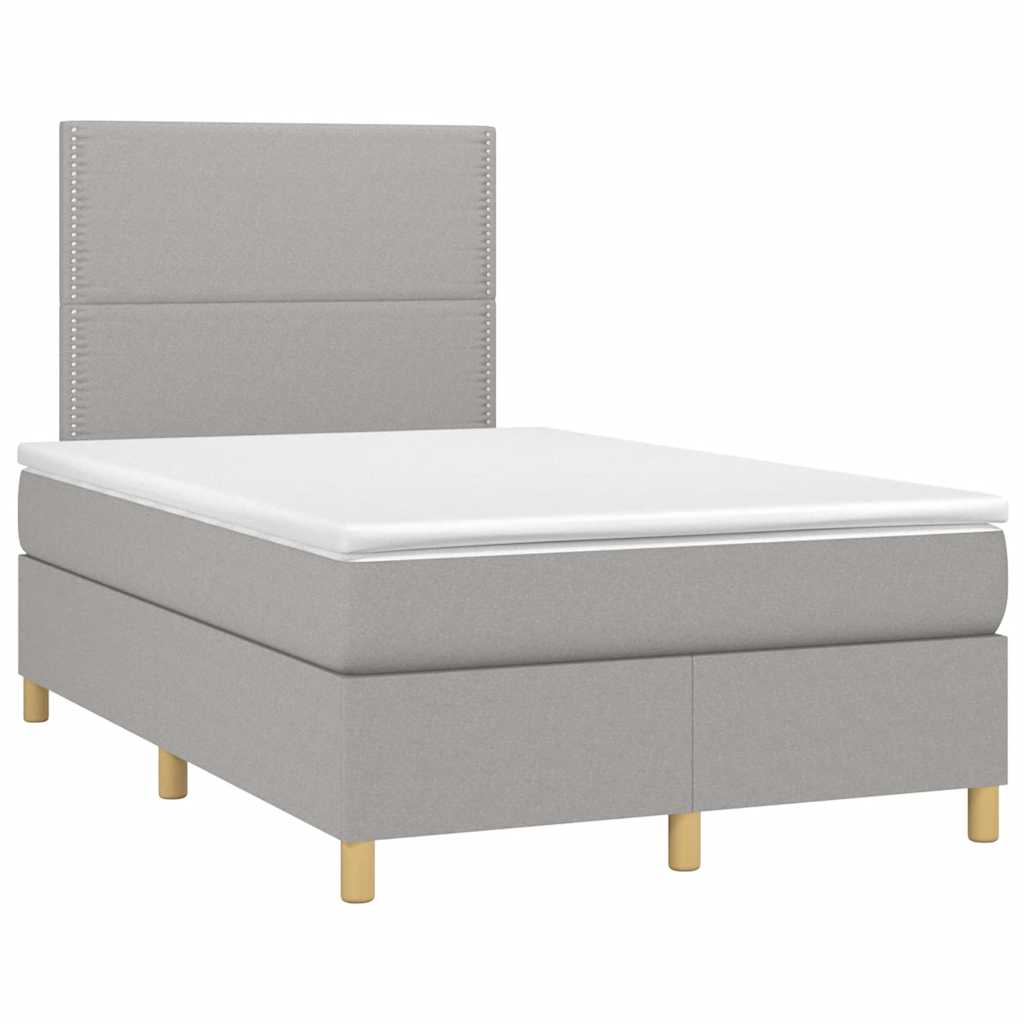 vidaXL Κρεβάτι Boxspring με Στρώμα Ανοιχτό Γκρι 120x190 εκ. Υφασμάτινο