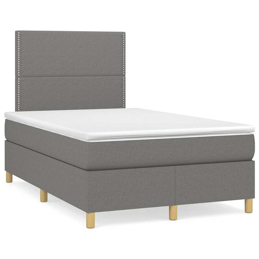 vidaXL Κρεβάτι Boxspring με Στρώμα Σκούρο Γκρι 120x190 εκ Υφασμάτινο