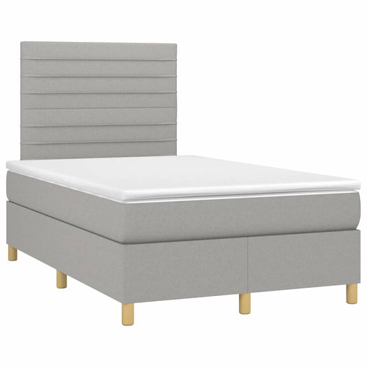 vidaXL Κρεβάτι Boxspring με Στρώμα Ανοιχτό Γκρι 120x190 εκ. Υφασμάτινο