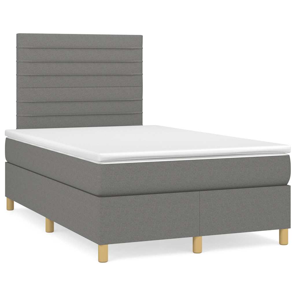 vidaXL Κρεβάτι Boxspring με Στρώμα Σκούρο Γκρι 120x190 εκ Υφασμάτινο