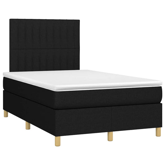 vidaXL Κρεβάτι Boxspring με Στρώμα Μαύρο 120x190 εκ. Υφασμάτινο