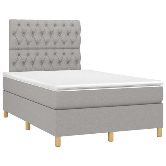 vidaXL Κρεβάτι Boxspring με Στρώμα Ανοιχτό Γκρι 120x190 εκ. Υφασμάτινο