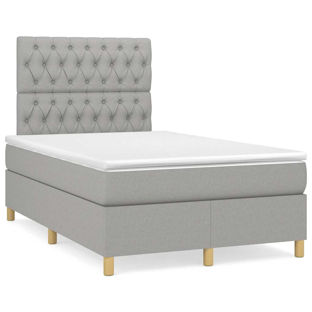 vidaXL Κρεβάτι Boxspring με Στρώμα Ανοιχτό Γκρι 120x190 εκ. Υφασμάτινο
