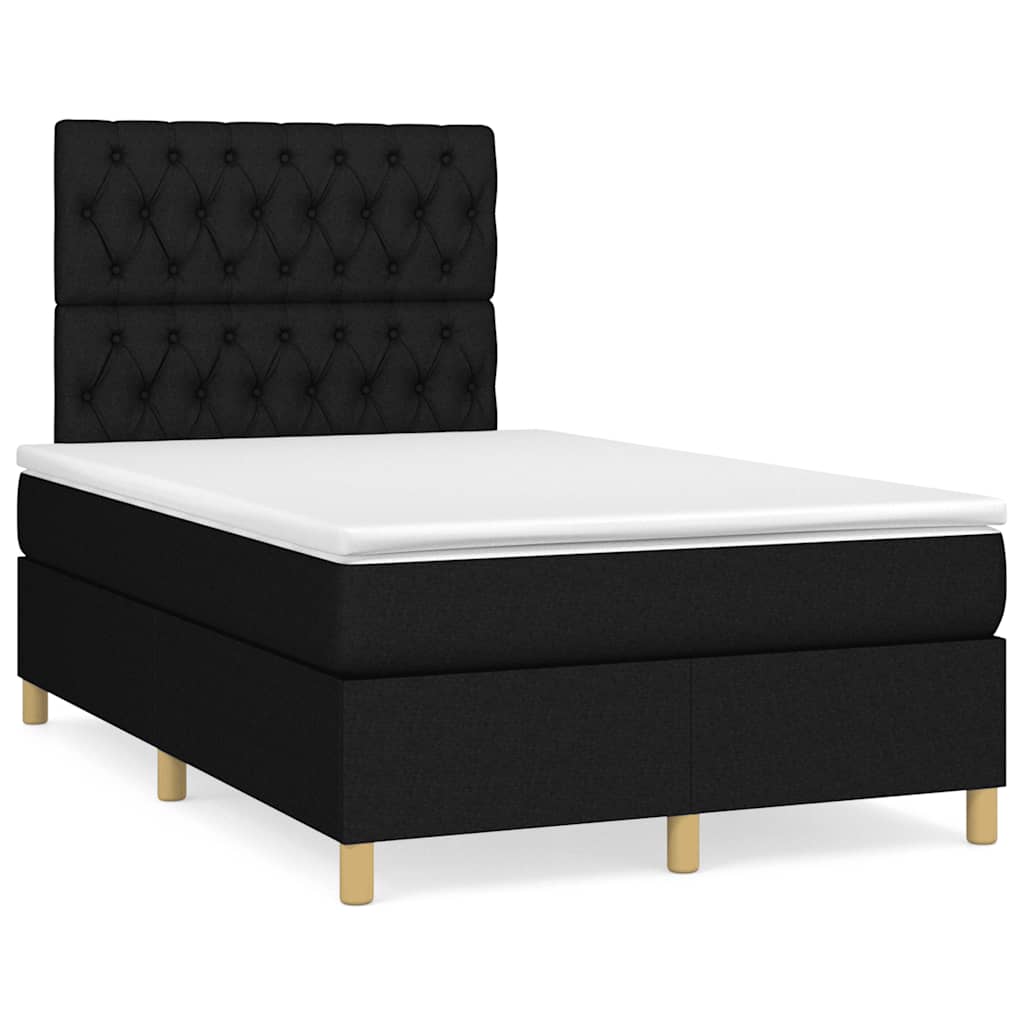 vidaXL Κρεβάτι Boxspring με Στρώμα Μαύρο 120x190 εκ. Υφασμάτινο