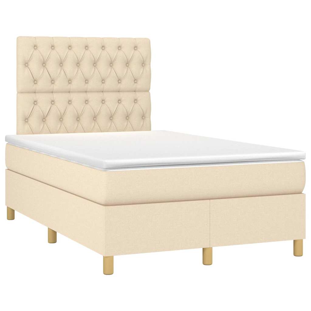 vidaXL Κρεβάτι Boxspring με Στρώμα Κρεμ 120x190 εκ. Υφασμάτινο