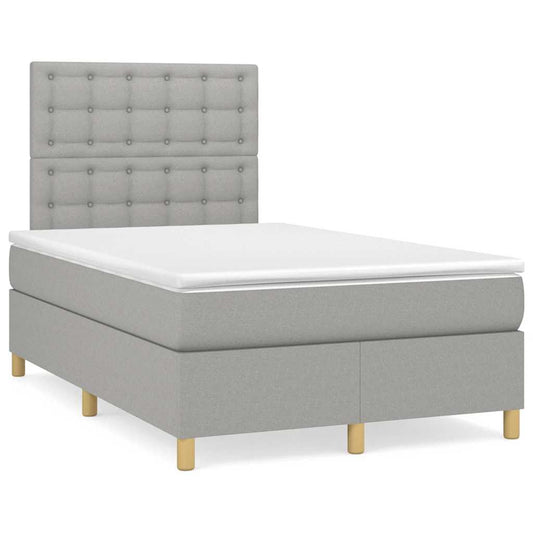 vidaXL Κρεβάτι Boxspring με Στρώμα Ανοιχτό Γκρι 120x190 εκ. Υφασμάτινο