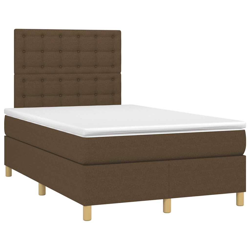 vidaXL Κρεβάτι Boxspring με Στρώμα Σκούρο Καφέ 120x190 εκ Υφασμάτινο