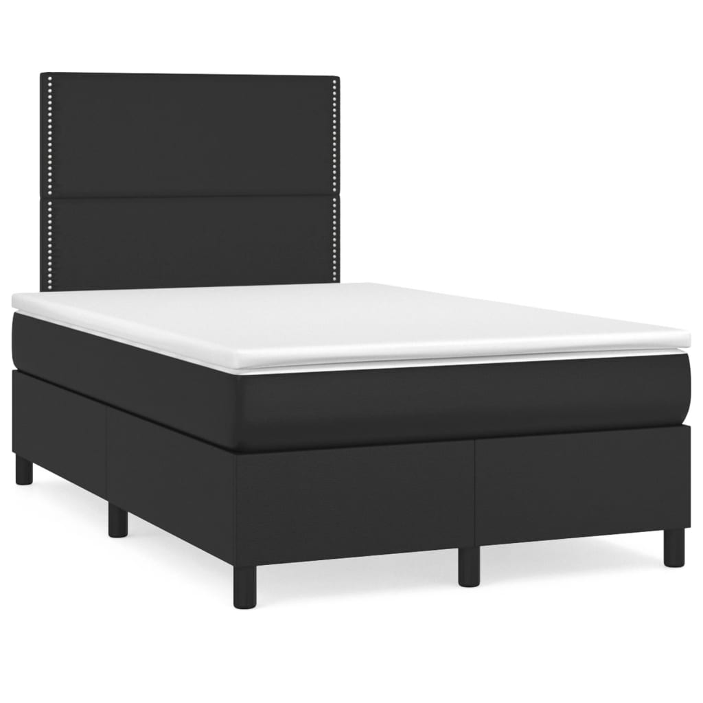 vidaXL Κρεβάτι Boxspring με Στρώμα Μαύρο 120x190εκ.από Συνθετικό Δέρμα