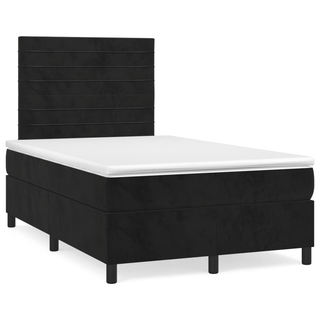 vidaXL Κρεβάτι Boxspring με Στρώμα Μαύρο 120x190 εκ. Βελούδινο