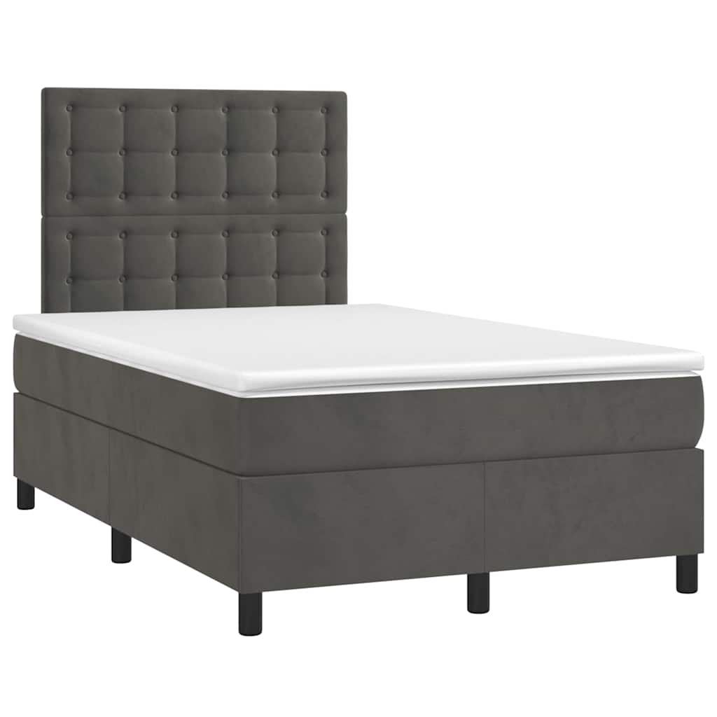 vidaXL Κρεβάτι Boxspring με Στρώμα Σκούρο Γκρι 120x190 εκ. Βελούδινο