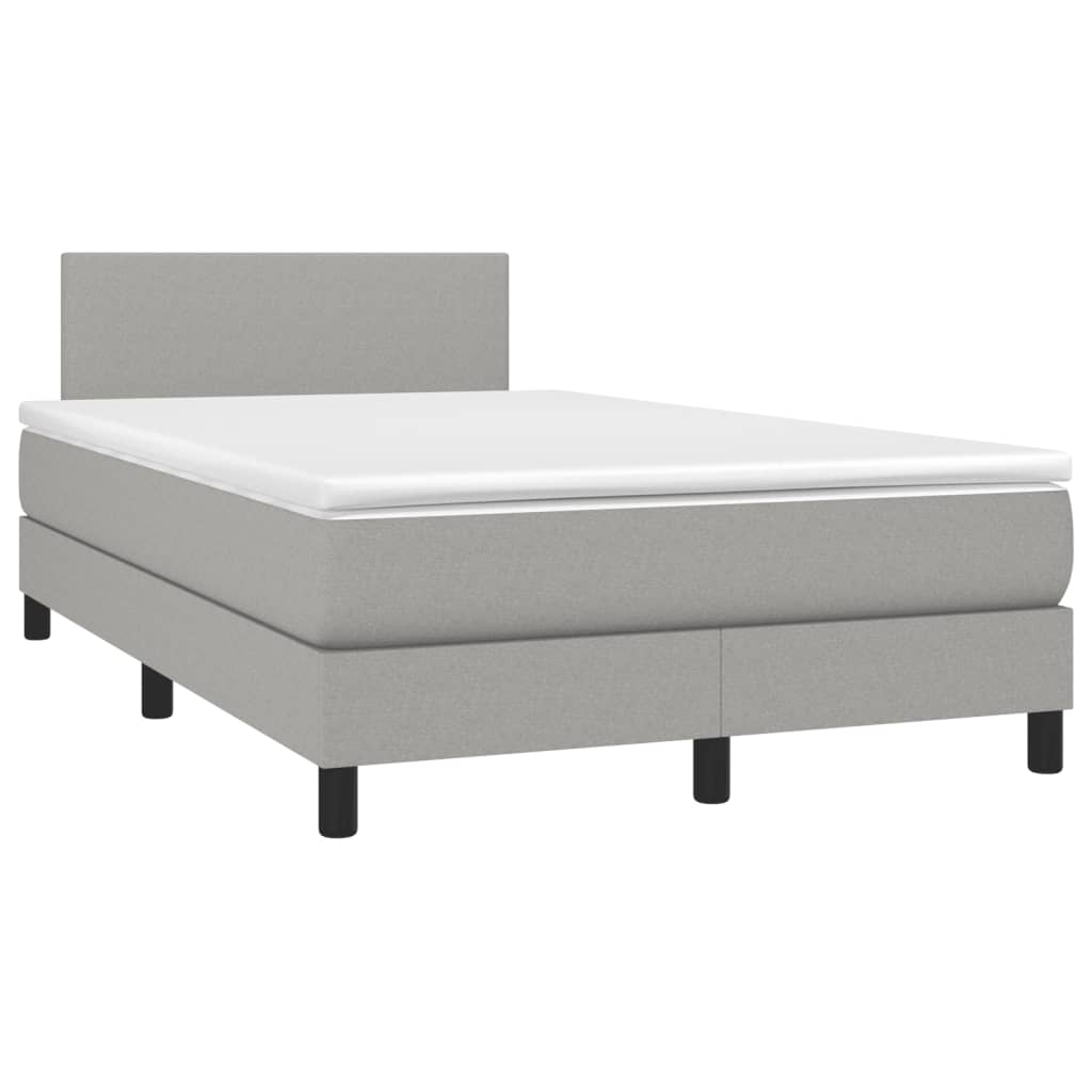 vidaXL Κρεβάτι Boxspring με Στρώμα & LED Αν.Γκρι 120x190εκ. Υφασμάτινο