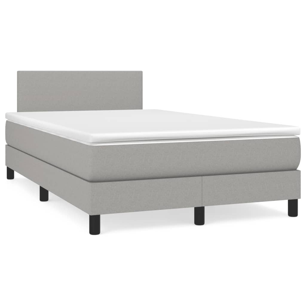 vidaXL Κρεβάτι Boxspring με Στρώμα & LED Αν.Γκρι 120x190εκ. Υφασμάτινο