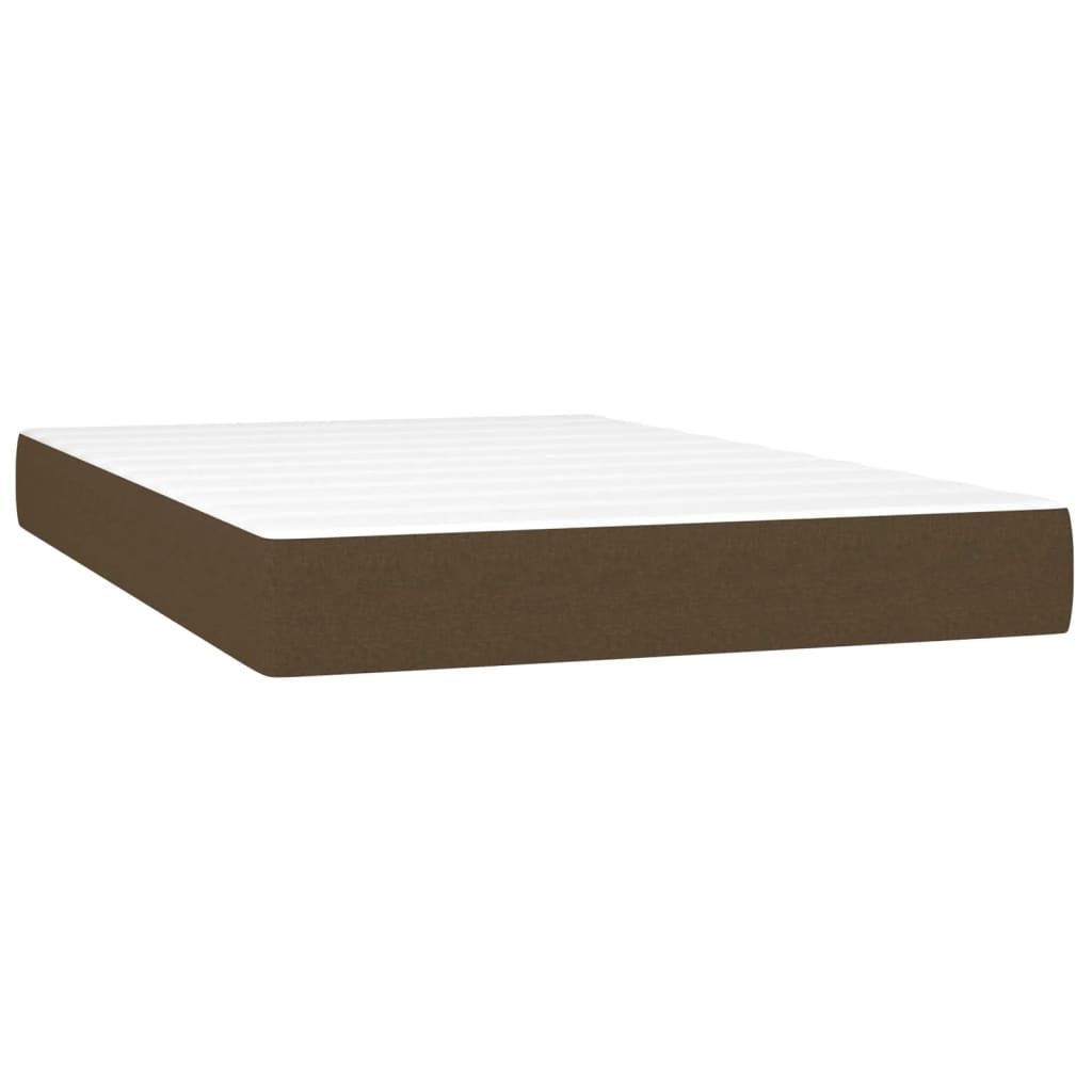 vidaXL Κρεβάτι Boxspring με Στρώμα & LED Σκ.Καφέ 120x190εκ. Υφασμάτινο