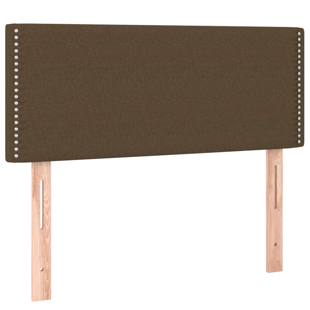 vidaXL Κρεβάτι Boxspring με Στρώμα & LED Σκ.Καφέ 120x190εκ. Υφασμάτινο
