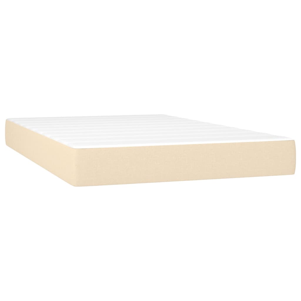 vidaXL Κρεβάτι Boxspring με Στρώμα & LED Κρεμ 120x190 εκ. Υφασμάτινο