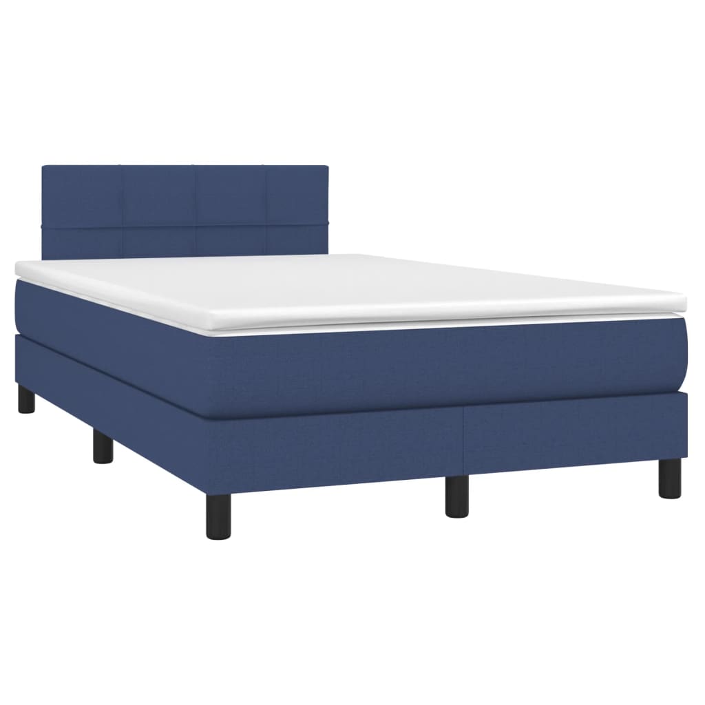 vidaXL Κρεβάτι Boxspring με Στρώμα & LED Μπλε 120x190εκ. Υφασμάτινο