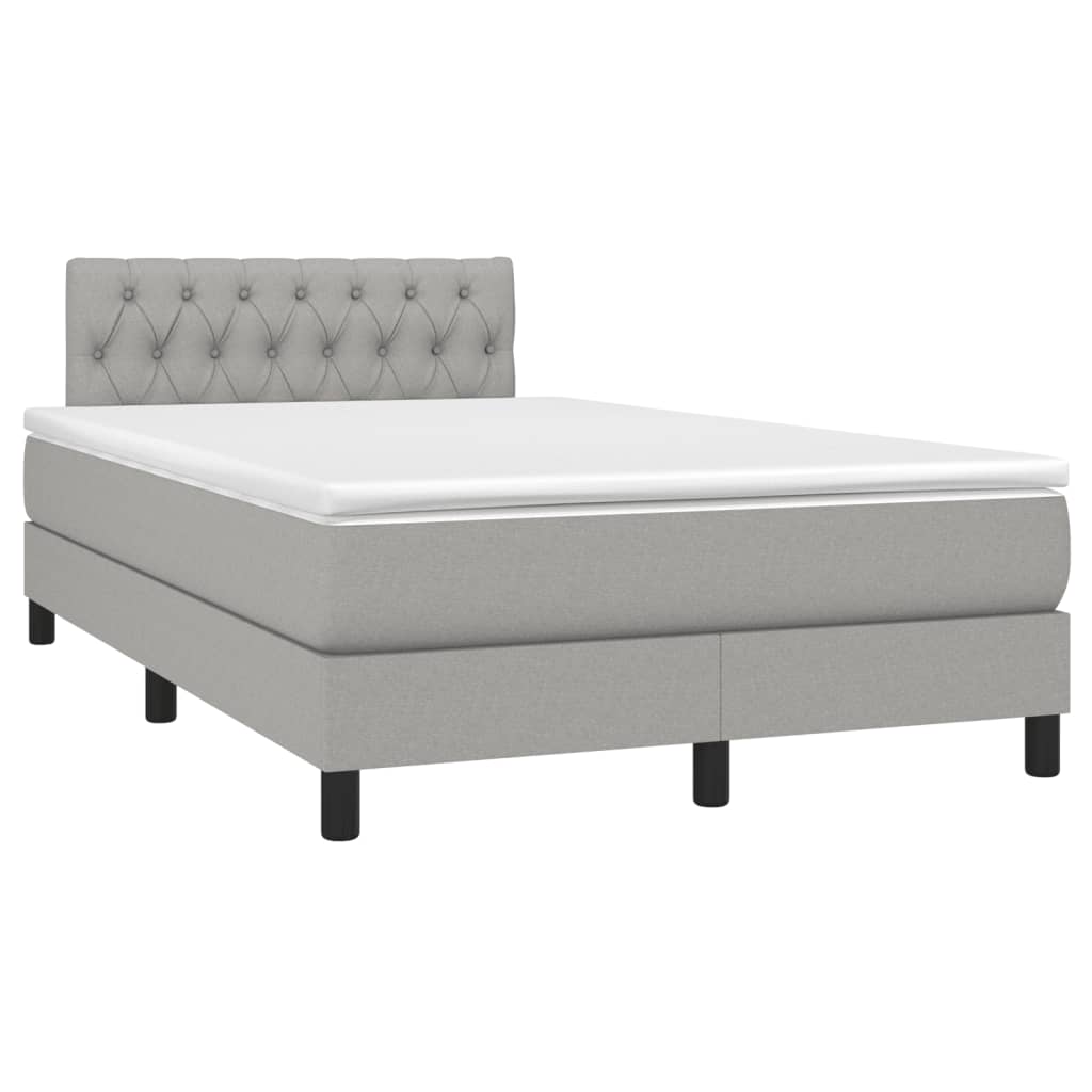 vidaXL Κρεβάτι Boxspring με Στρώμα & LED Αν.Γκρι 120x190εκ. Υφασμάτινο