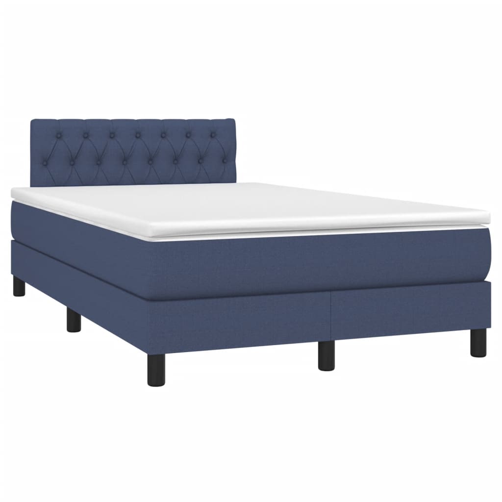 vidaXL Κρεβάτι Boxspring με Στρώμα & LED Μπλε 120x190εκ. Υφασμάτινο