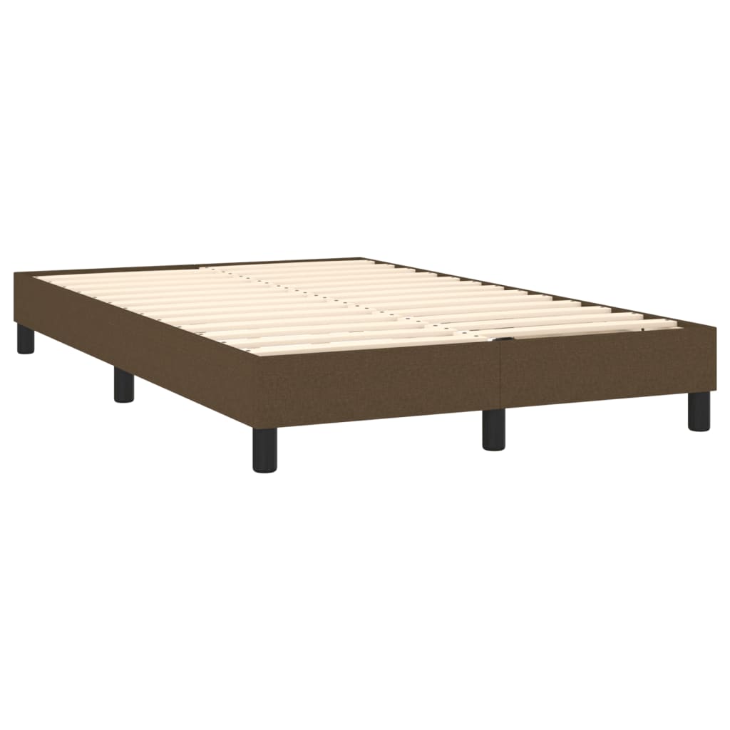 vidaXL Κρεβάτι Boxspring με Στρώμα & LED Σκ.Καφέ 120x190εκ. Υφασμάτινο