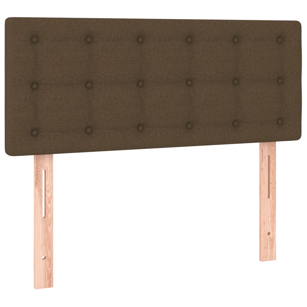 vidaXL Κρεβάτι Boxspring με Στρώμα & LED Σκ.Καφέ 120x190εκ. Υφασμάτινο