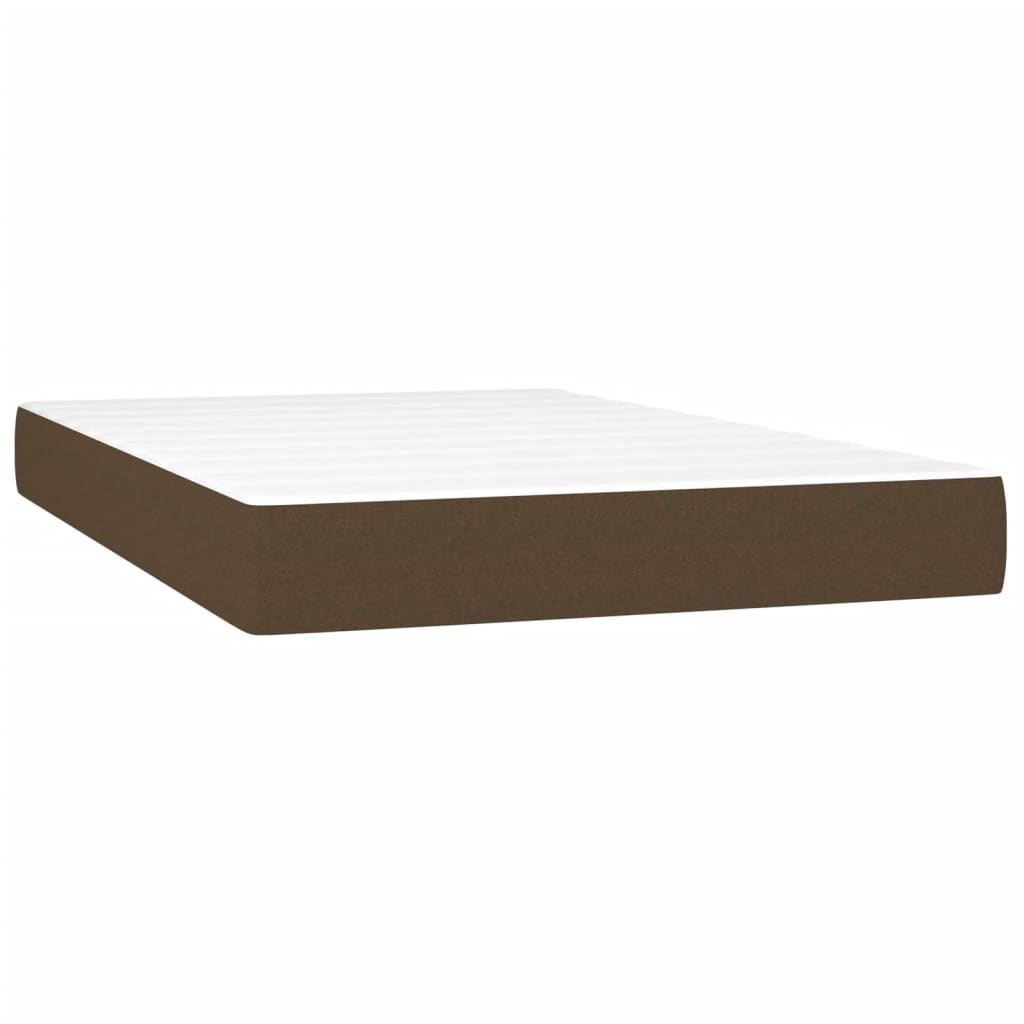 vidaXL Κρεβάτι Boxspring με Στρώμα & LED Σκ.Καφέ 120x190εκ. Υφασμάτινο