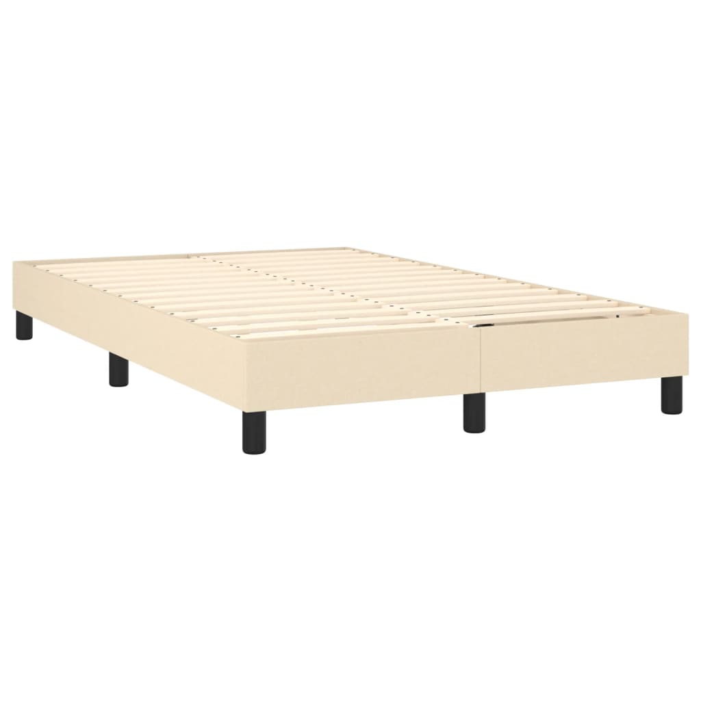 vidaXL Κρεβάτι Boxspring με Στρώμα & LED Κρεμ 120x190 εκ. Υφασμάτινο