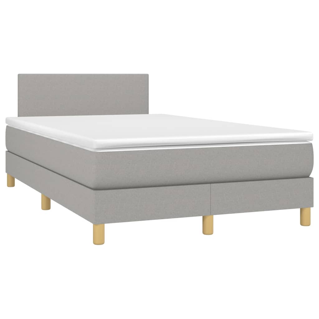 vidaXL Κρεβάτι Boxspring με Στρώμα & LED Αν.Γκρι 120x190εκ. Υφασμάτινο