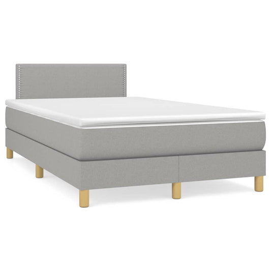 vidaXL Κρεβάτι Boxspring με Στρώμα & LED Αν.Γκρι 120x190εκ. Υφασμάτινο