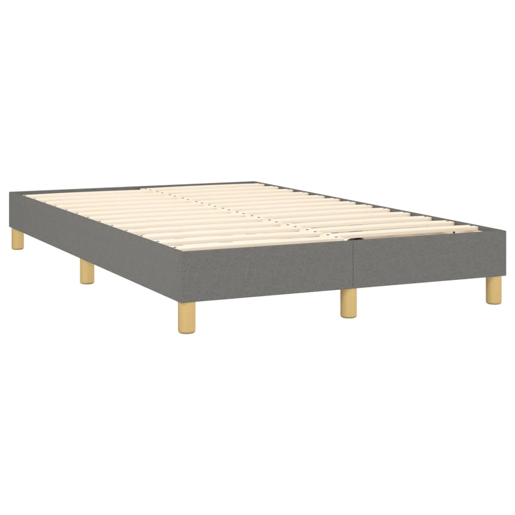 vidaXL Κρεβάτι Boxspring με Στρώμα & LED Σκ.Γκρι 120x190εκ. Υφασμάτινο