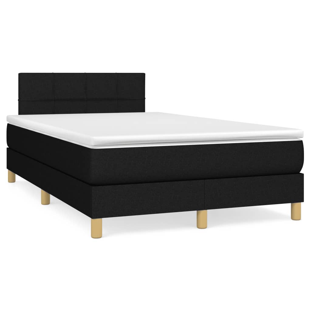 vidaXL Κρεβάτι Boxspring με Στρώμα & LED Μαύρο 120x190 εκ. Υφασμάτινο