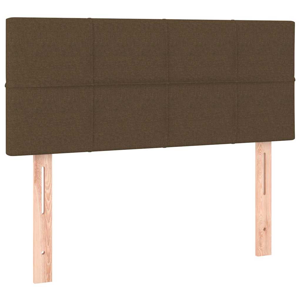 vidaXL Κρεβάτι Boxspring με Στρώμα & LED Σκ.Καφέ 120x190εκ. Υφασμάτινο