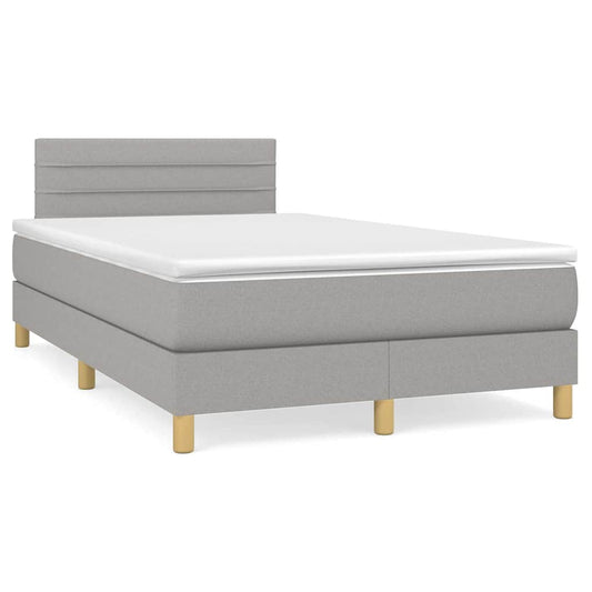 vidaXL Κρεβάτι Boxspring με Στρώμα & LED Αν.Γκρι 120x190εκ. Υφασμάτινο