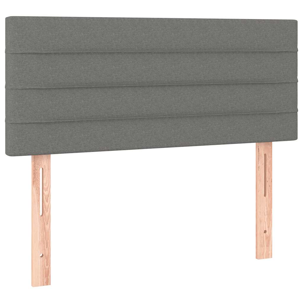 vidaXL Κρεβάτι Boxspring με Στρώμα & LED Σκ.Γκρι 120x190εκ. Υφασμάτινο